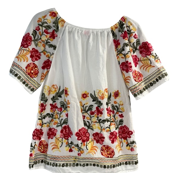 Ana & Rose Boho Embroidered Peasant Blouse | Cottagecore Floral Top Small - Picture 2 of 4